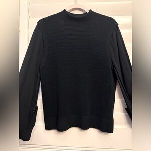 MINT VELVET LONG SLEEVE SWEATER MOCK‎ NECK KNIT RIBBED JUMPER VEST OFFICE CASUAL